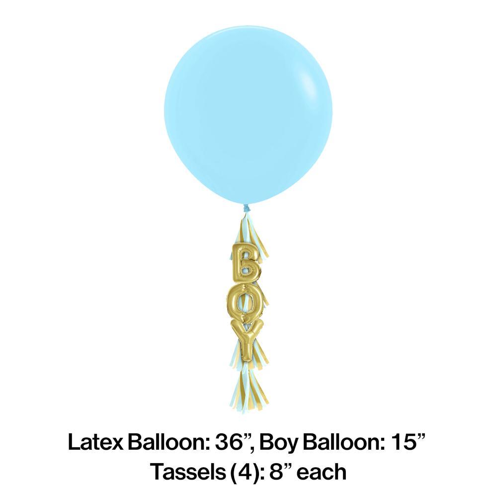 Baby Shower Décor Boy Latex Balloon W/ Tassel 36in 1 pc