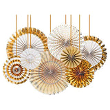 Paper Fan WHITE AND GOLD SET 5pcs