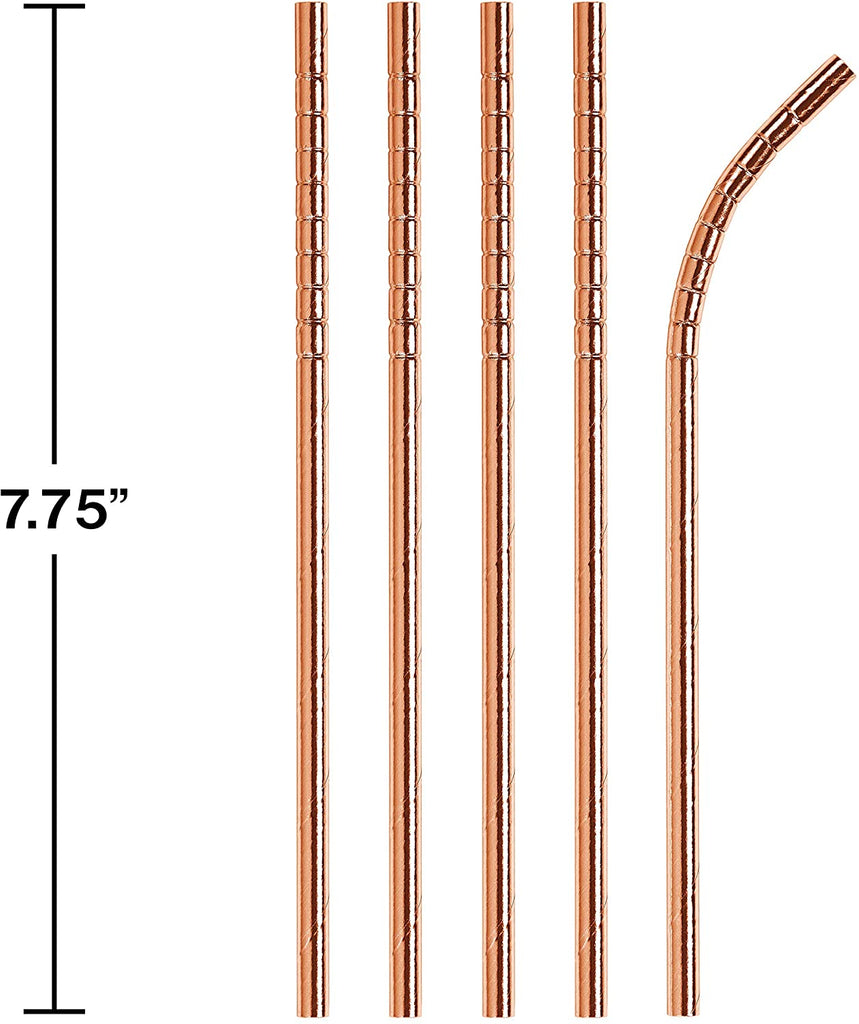 Paper Straws Metcallic Rose Gold 24pcs