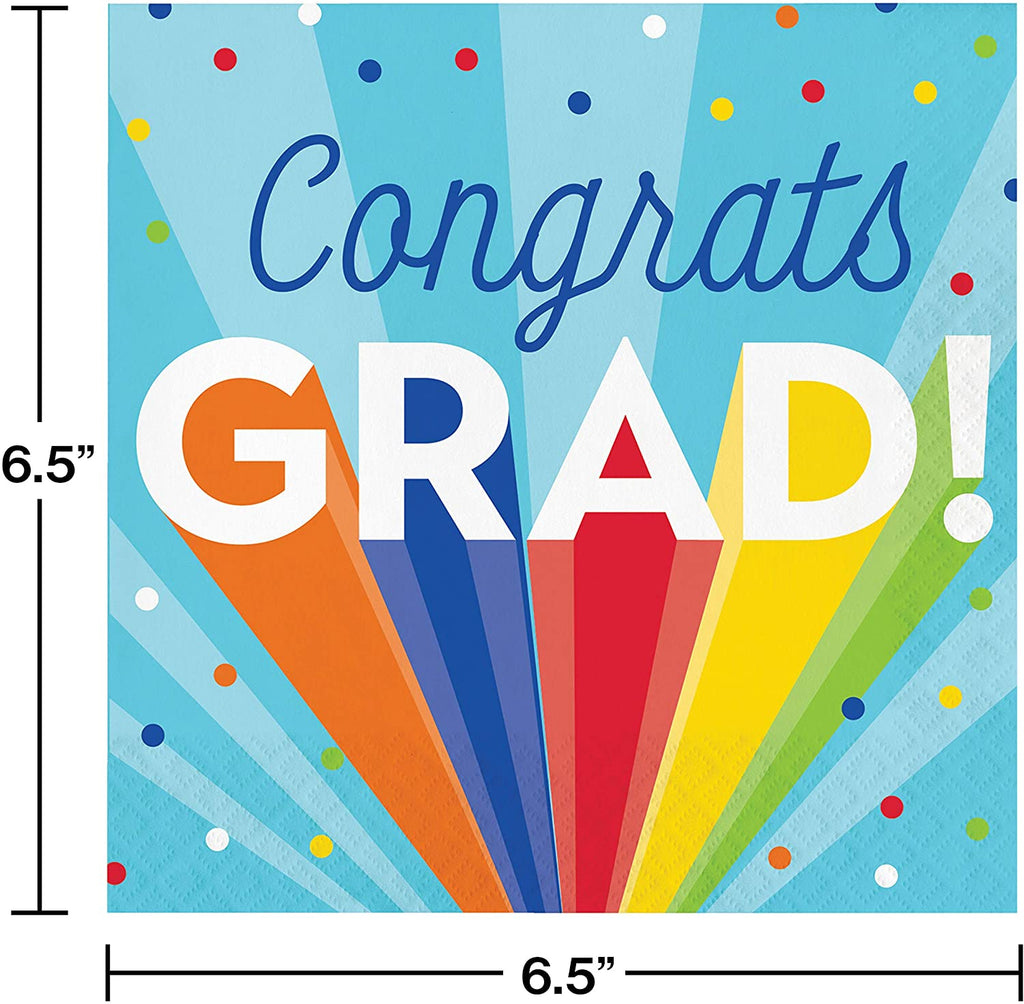 Rainbow Grad Luncheon Napkin 2 ply 16pcs