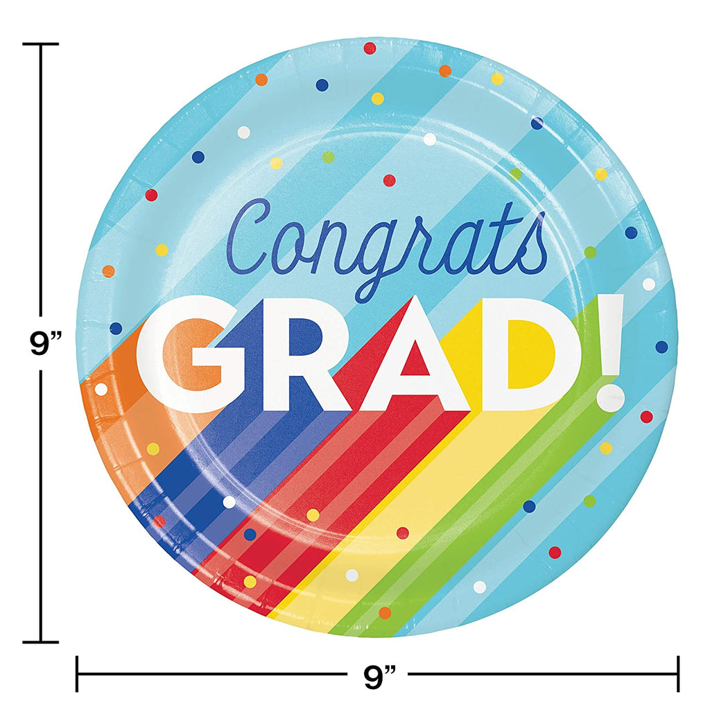 Rainbow Grad Dinner Plates 8.75 in 8pcs