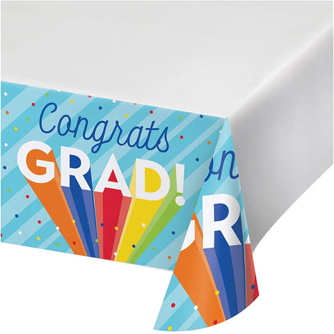 Rainbow Grad Paper Tablecover 54in x 102in 1 pc