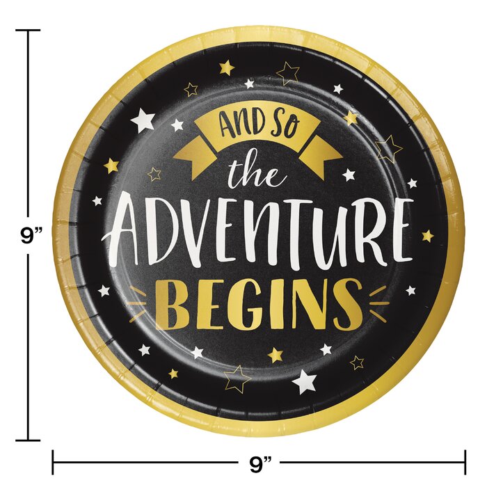 Grad Adventure Dinner Plates Foil8.75in 8pcs