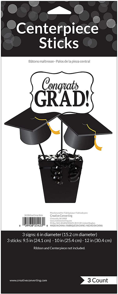 Graduation Décor Centerpiece Sticks 3pcs