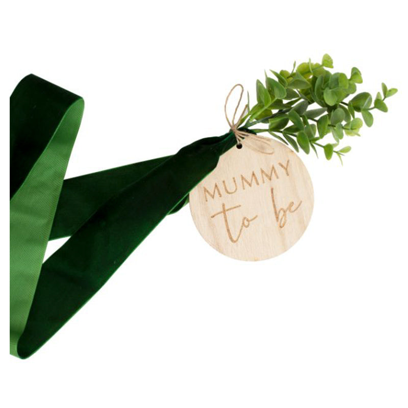 Mummy To Be Belly Sash With Foliage And Wooden Tag