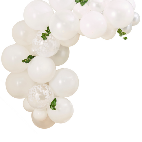 Mini White Balloon Arch With Foliage