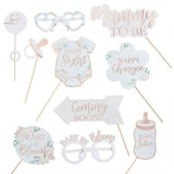 Rose Gold Foiled Baby Shower Photobooth Props - Baby In Bloom