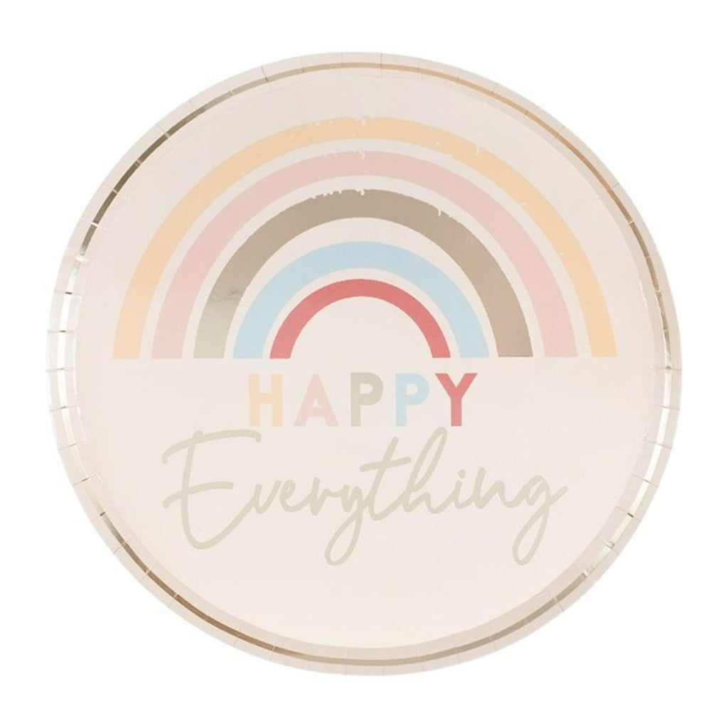 Happy Everything Rainbow Plate Pastel Gold Foiled 8x25cm