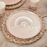 Happy Everything Rainbow Plate Pastel Gold Foiled 8x25cm