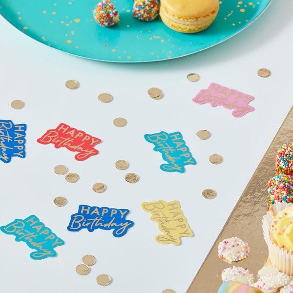 Gold Foiled Happy Birthday Table Confetti - Multicolored