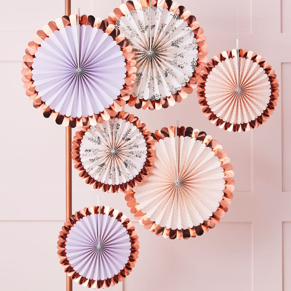 Pink And Floral Paper Fan Pack Decorations