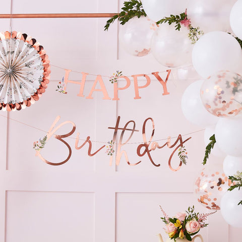 Rose Gold Happy Birthday Bunting