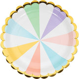 Pastel Celebrations Dinner Plates Foil 9in 8pcs