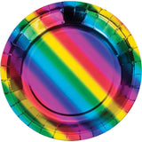 Rainbow Foil Lucheon Plates 17. 78cm 8pcs
