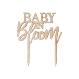 Baby Shower Wooden Cake Topper - Baby In Bloom 19.5cmx14cm