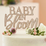 Baby Shower Wooden Cake Topper - Baby In Bloom 19.5cmx14cm
