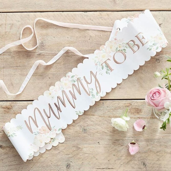 Baby Shower Floral Sash - Mummy To Be Floral 11cmx76cm