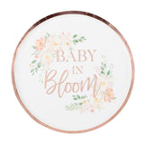 Baby Shower Foral Plate - Baby In Bloom - Gold Foiled