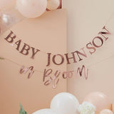 Baby Shower Bunting - Customisable Baby In Bloom - Rose Gold