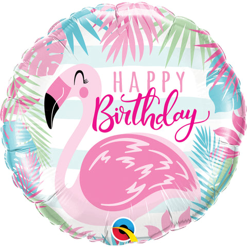 Round Birthday Pink Flamingo