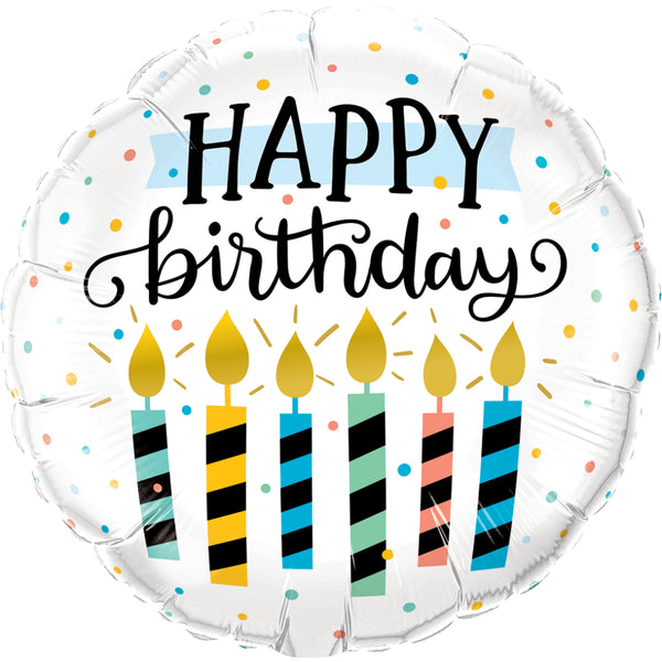 Birthday Candles & Dots  Foil Balloon
