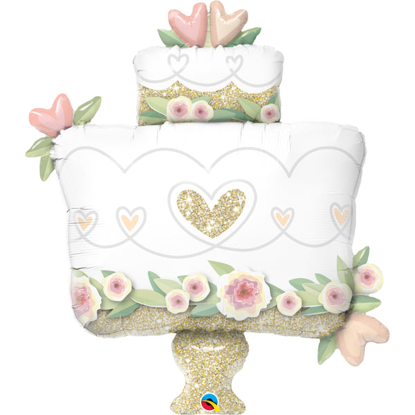 Glitter  Wedding Cake Super Shp Foil Balloon