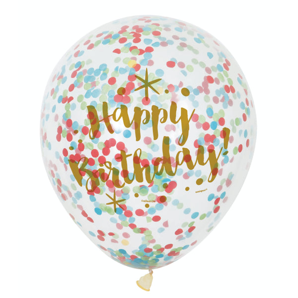 Glitzy Birthday Clear Balloons With Confetti