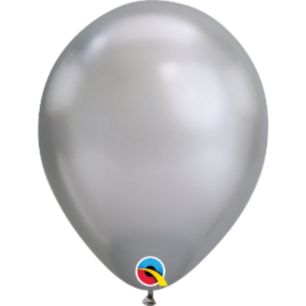   11in Chrome Silver Plain Balloons 6 pieces