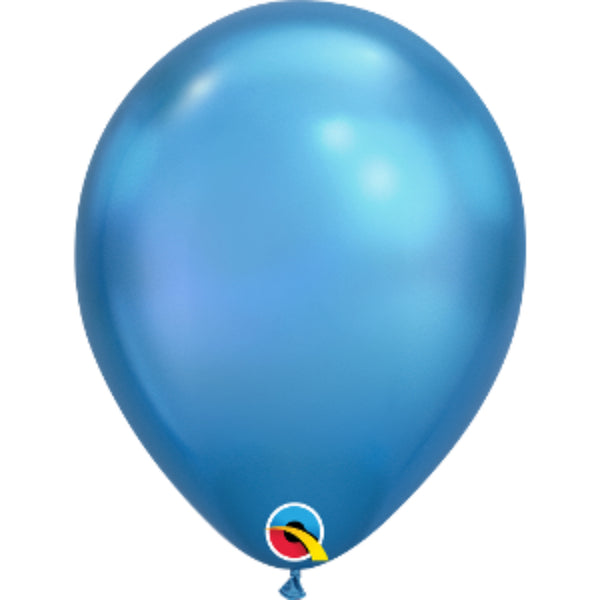   11in Chrome Blue Plain Balloons 6 pieces