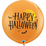 Halloween Moon & Bats Orange 3ft Latex Balloon 2Pcs