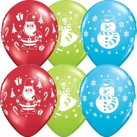Snowman Penguin & Santa 11In Assrt. Red, Robin Eggs & Lime 25Pcs