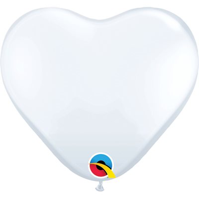 11in White Heart Latex Balloon 100CT