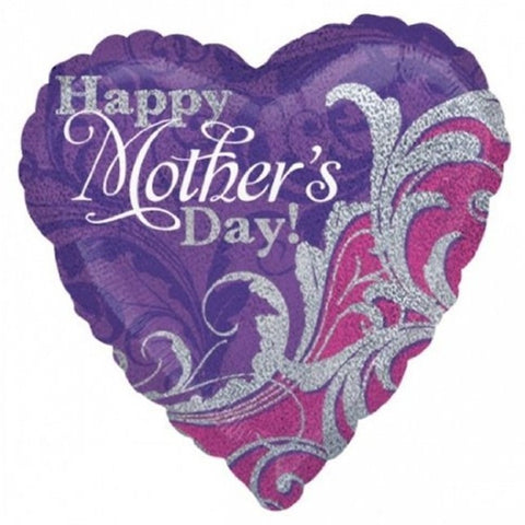  Holo Mothers Days Damask Sparkles Foil Balloon