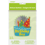 Birthday Boy Party Hat Deluxe Button