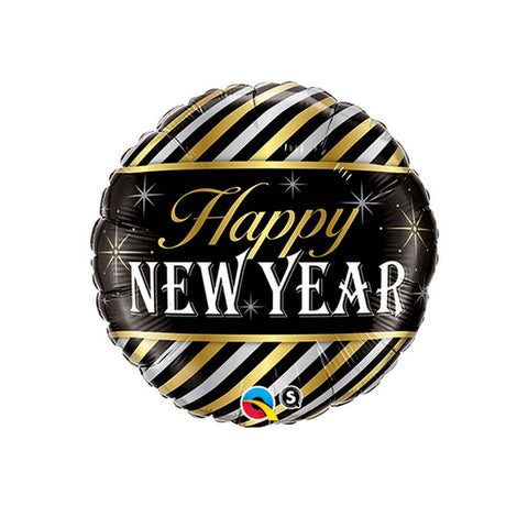 New Year Diagonal Stripes Foil Balloon 18Inch