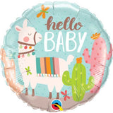 18in Round Hello Baby Llama Foil Balloon