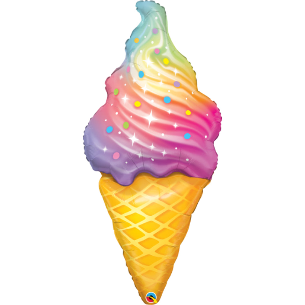 45in Rainbow Swirl Ice Cream Shape Foil Balloon