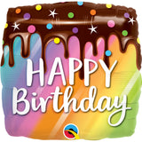 Birthday Rainbow Drip Cake Foil Balloon 18In