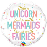 Unicorn Mermaids Fairies Foil Balloon 18In