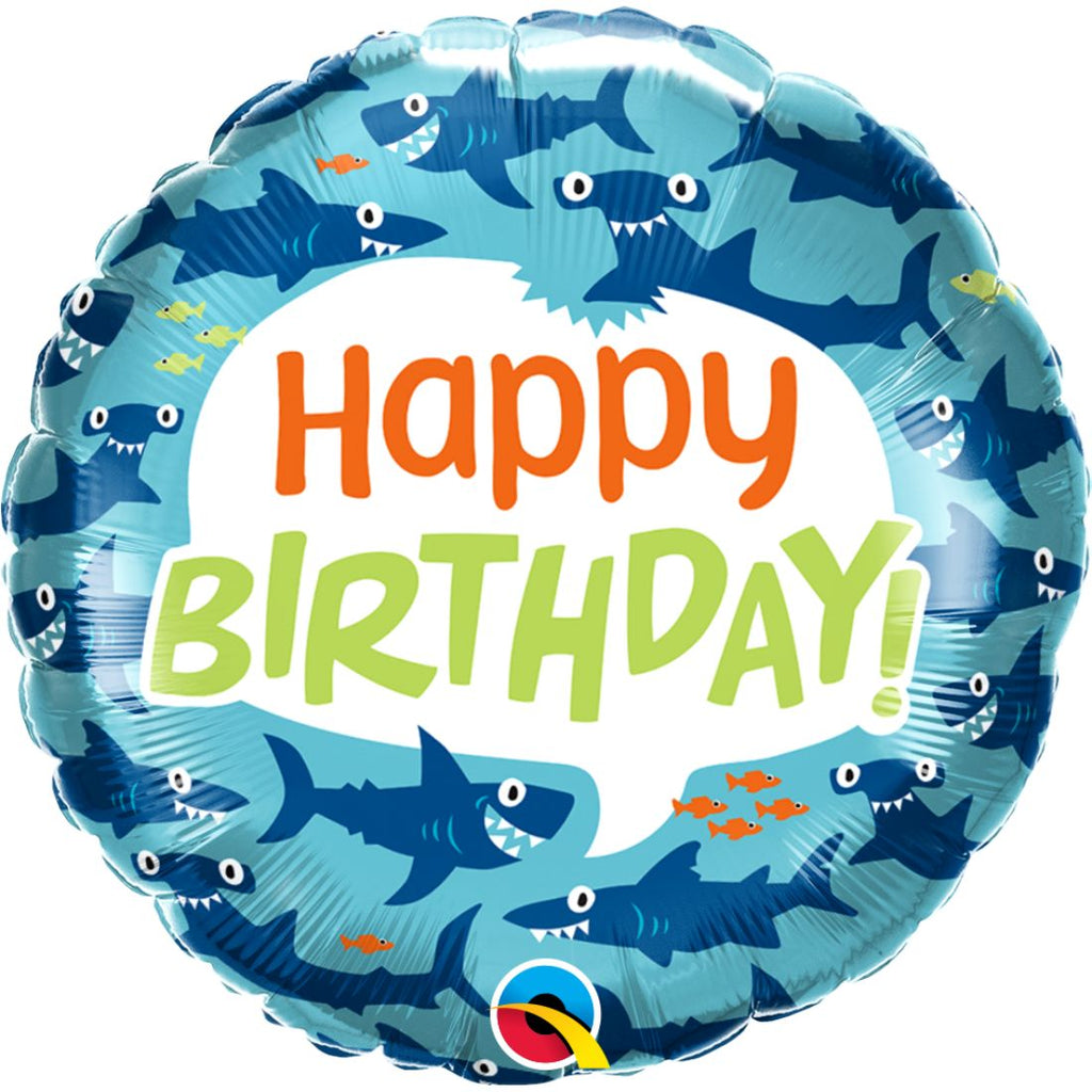 Birthday Fun Sharks Foil Balloon 18In
