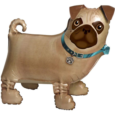 Precious Pug With Leash Airwalkers Balloon 19in x 17in