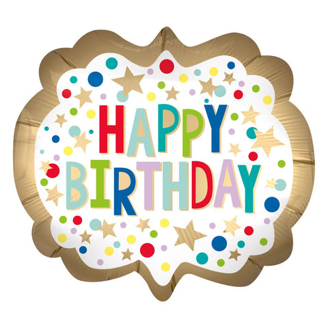 Gold Satin Marquee Dots Super Shape Foil Balloon