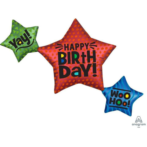 Satin Star Trio Birthday Supershape Balloon 39inx29in