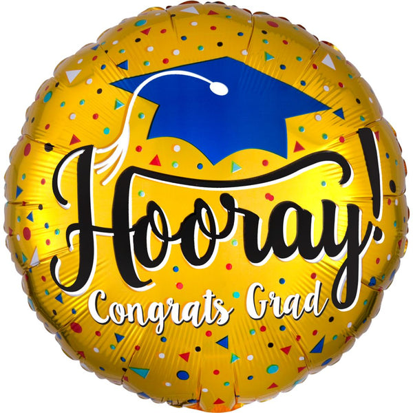 Hooray Graduation Gold Foil Balloon 18In