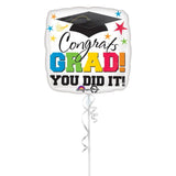 Congrats Grad You Did It Square Foil Balloon 18In