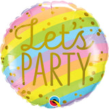 Let's Party Stripes
 Round Foil Balloon 18In