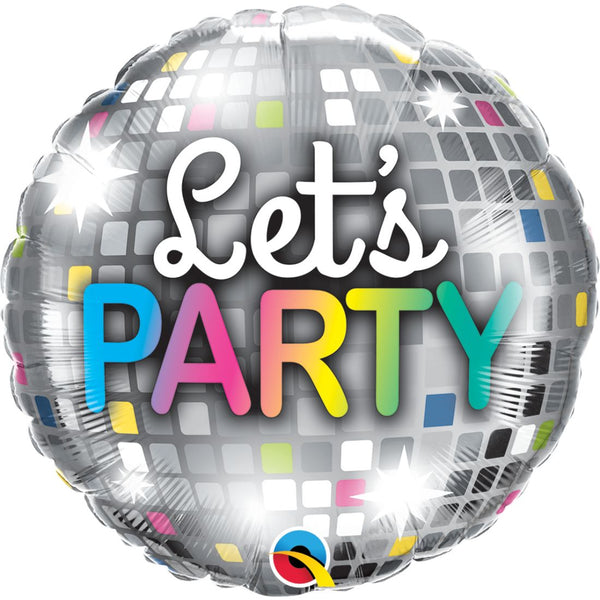 Let's Party Disco Ball
 Round Foil Balloon 18In