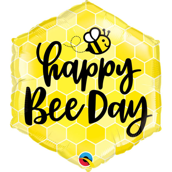 Hexagon Happy Bee Day Foil Balloon 20In