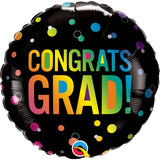 Congrats Graduation Ombre Dots Round Foil Balloon 18In