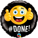 Done! Graduation Emoji Round Foil Ballloon 18In
